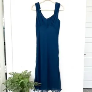 Possibility by Fiori di Zucca 100% Silk Slip Dress, Navy, Size M