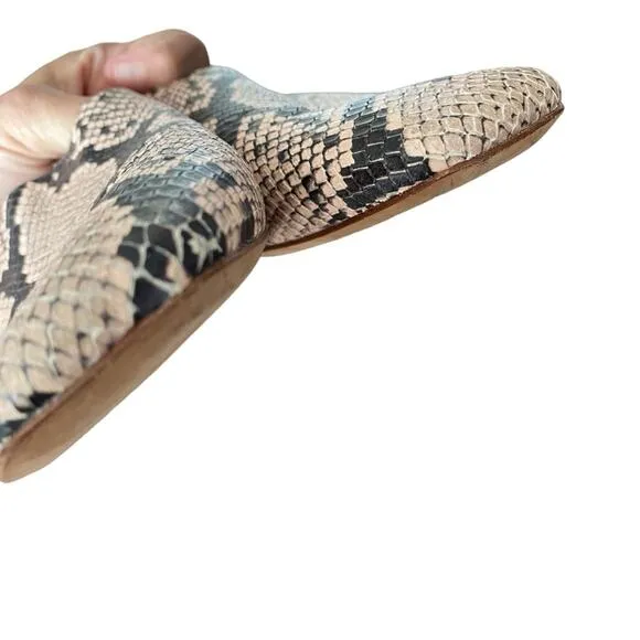 Pour La Victoire Sebina Snakeskin Print Leather Mules Tan Black size 9.5