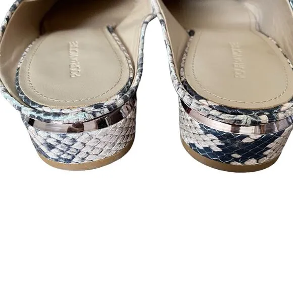 Pour La Victoire Sebina Snakeskin Print Leather Mules Tan Black size 9.5