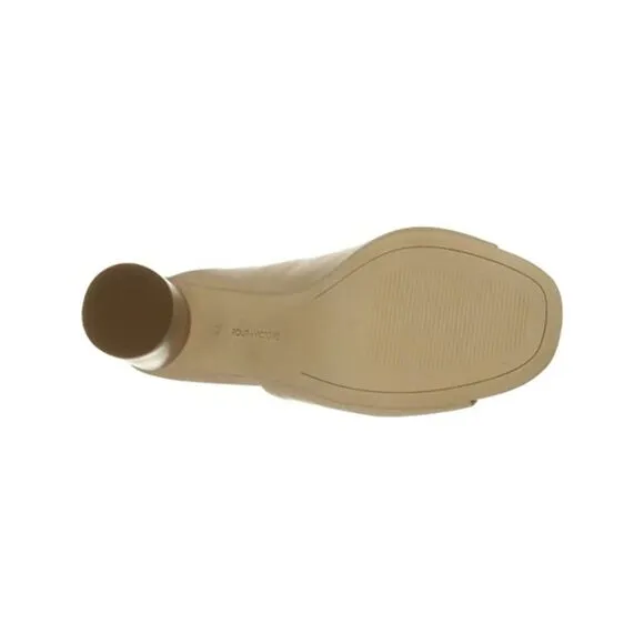 POUR LA VICTOIRE Womens Beige Helena Open Slip On Leather Heeled Mules Shoes 11