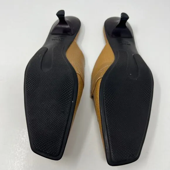 PRADA Camel Kitten Heel Spotted Mules Size 36.5