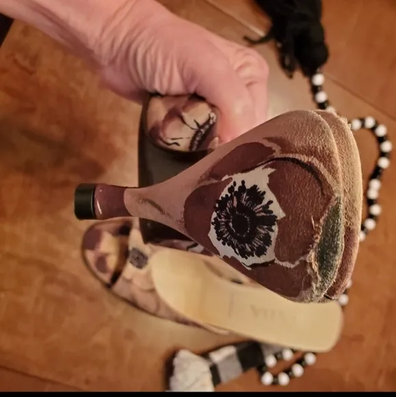Prada Floral Fabric Mules w/ Kitten Heels