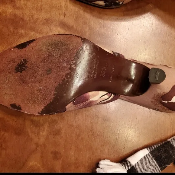 Prada Floral Fabric Mules w/ Kitten Heels