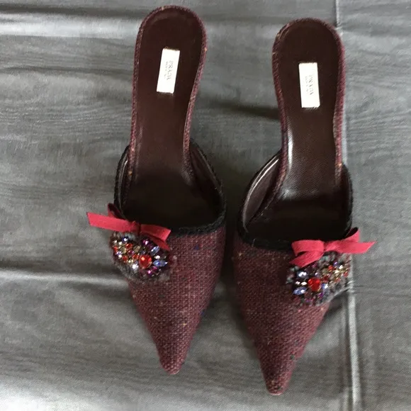 Prada Kitten heel mules.  Size 9.5 B. Like new