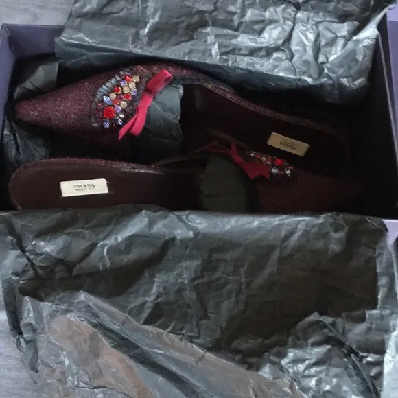 Prada Kitten heel mules.  Size 9.5 B. Like new