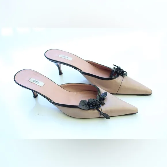 Prada kitten heel mules