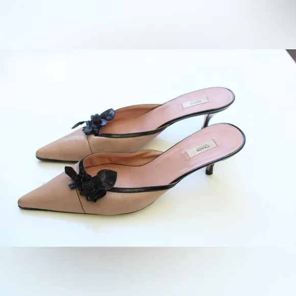 Prada kitten heel mules