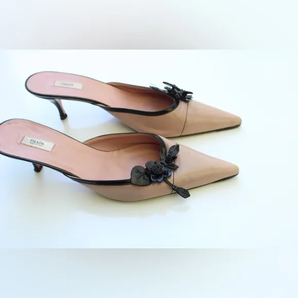 Prada kitten heel mules
