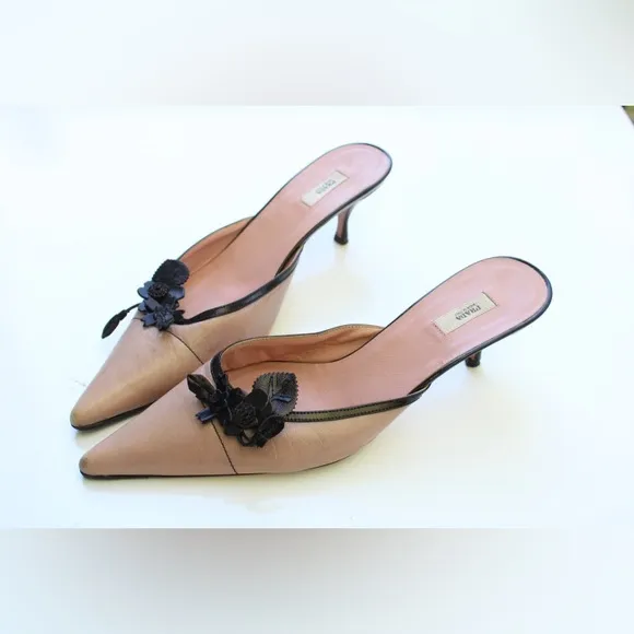 Prada kitten heel mules