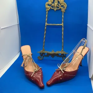 Prada kitten heels size 37 red beige cream