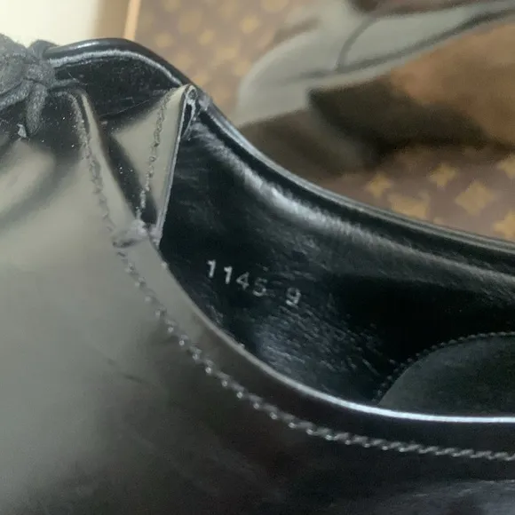 PRADA Modern Oxfords US 10.5 Black Leather Square Toe Lace Shoes
