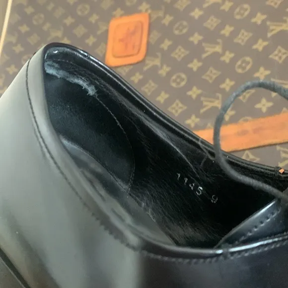 PRADA Modern Oxfords US 10.5 Black Leather Square Toe Lace Shoes