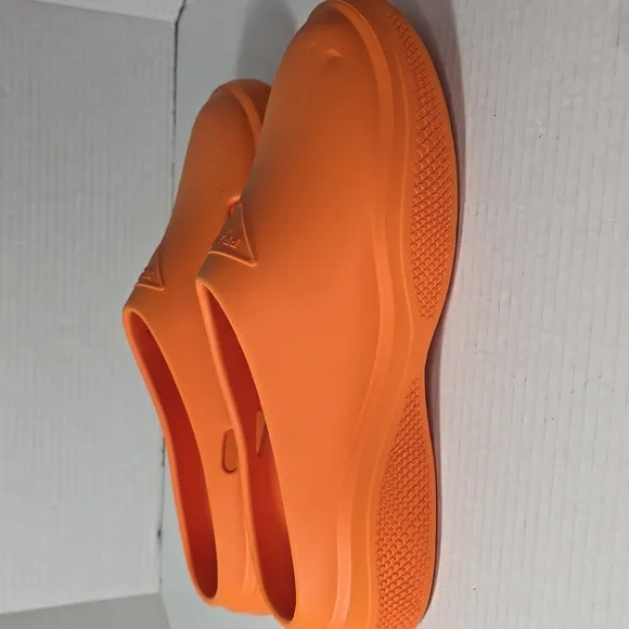 Prada Orange Tangerine Rubber Flat Mules