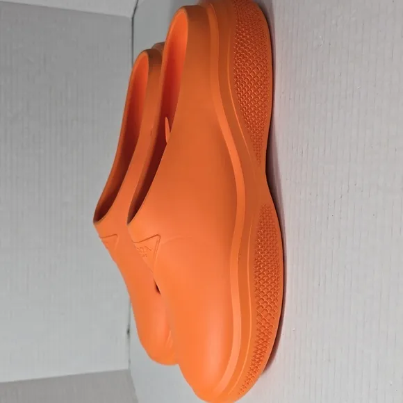 Prada Orange Tangerine Rubber Flat Mules