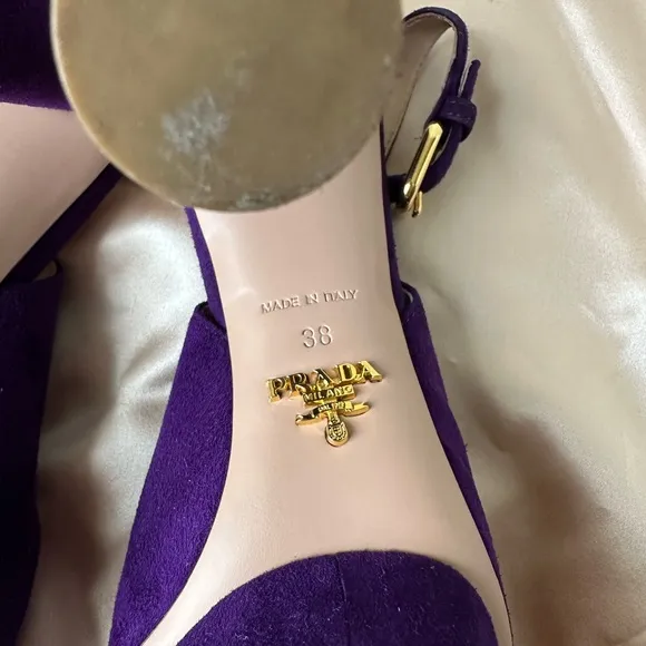 Prada Purple Suede Peep-toe Slingback heels