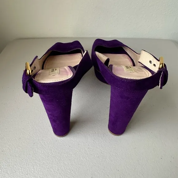 Prada Purple Suede Peep-toe Slingback heels