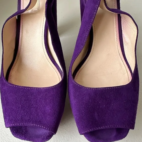 Prada Purple Suede Peep-toe Slingback heels