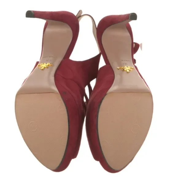 PRADA Suede Cutout Accent Slingback Sandals