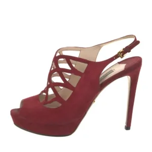 PRADA Suede Cutout Accent Slingback Sandals