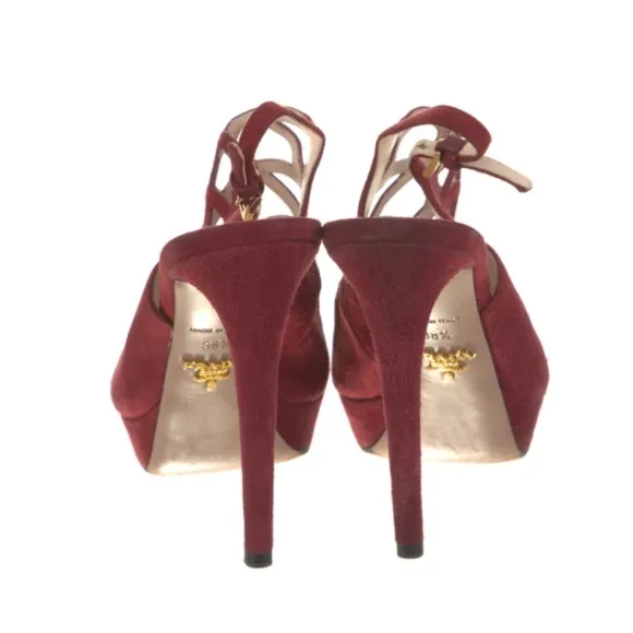 PRADA Suede Cutout Accent Slingback Sandals