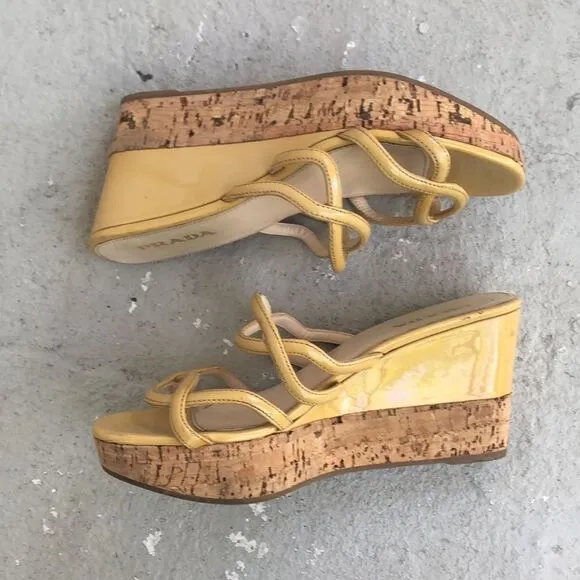 Prada Patent leather wedge mules