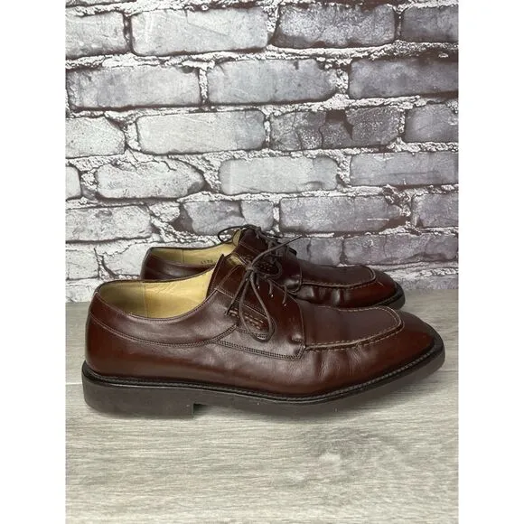 PRINCIPE Brown Leather Square Toe XL Light Oxfords Lace Shoes Men Sz 10D US/43EU