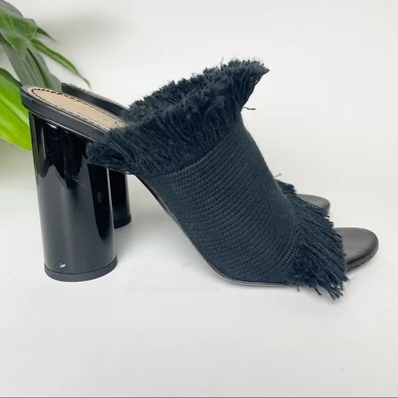 Proenza Schouler Black Canvas Fringe Mules 37