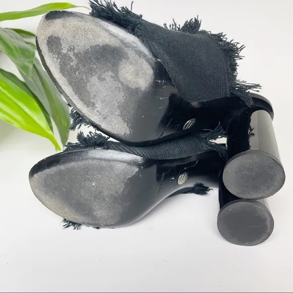 Proenza Schouler Black Canvas Fringe Mules 37