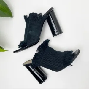 Proenza Schouler Black Canvas Fringe Mules 37