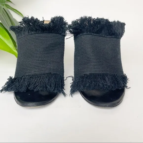 Proenza Schouler Black Canvas Fringe Mules 37