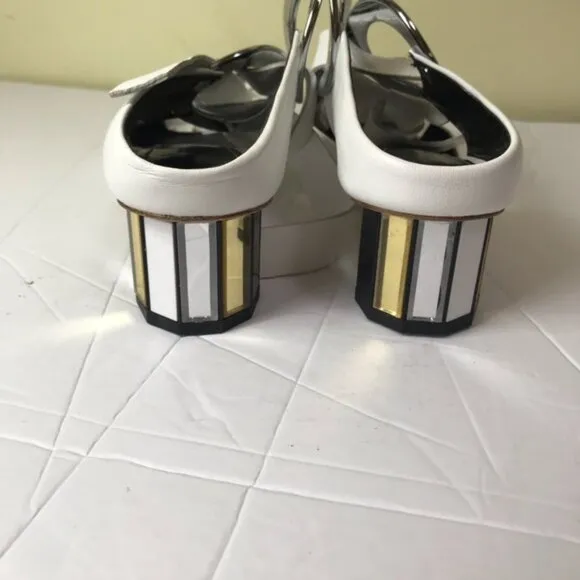 Proenza Schouler Grommet Block Heel Leather Suede Mirrored Mules Shoes Slides 5