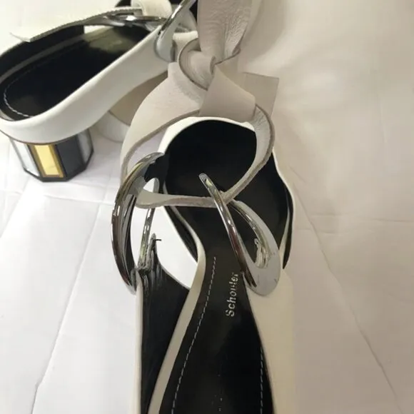 Proenza Schouler Grommet Block Heel Leather Suede Mirrored Mules Shoes Slides 5