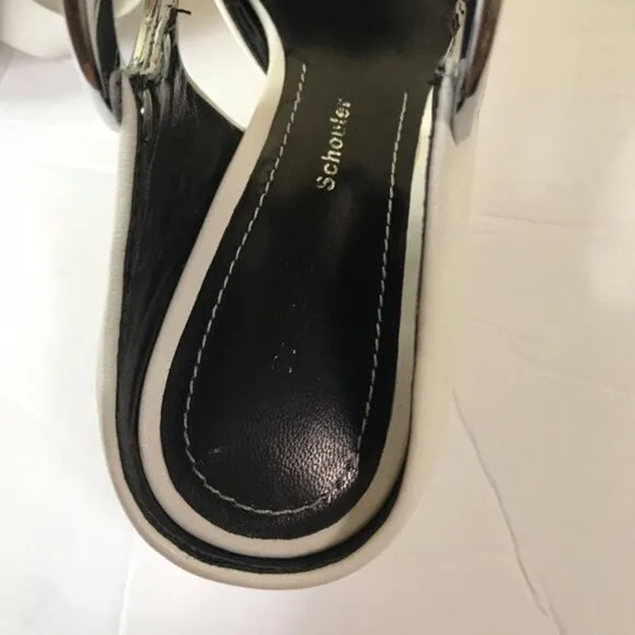 Proenza Schouler Grommet Block Heel Leather Suede Mirrored Mules Shoes Slides 5