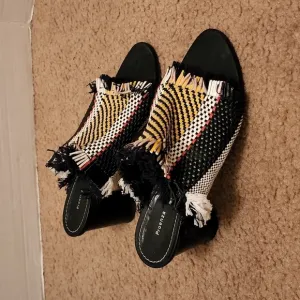 Proenza Schouler Woven Black Patent Heel Mules Shoes Size 36
