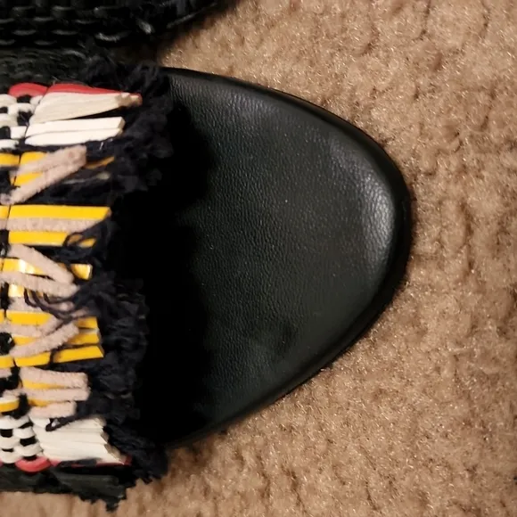 Proenza Schouler Woven Black Patent Heel Mules Shoes Size 36