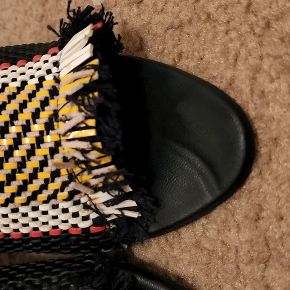 Proenza Schouler Woven Black Patent Heel Mules Shoes Size 36