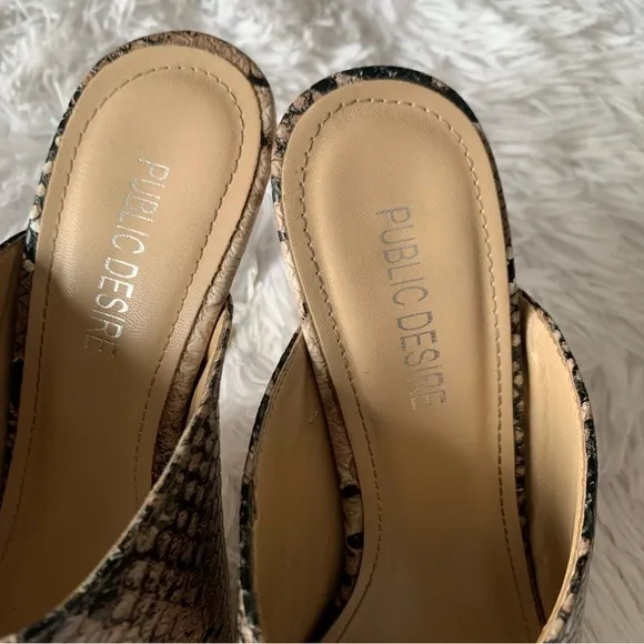 PUBLIC DESIRE CLEAR HEEL MULES