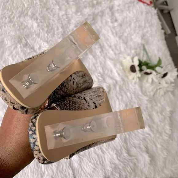 PUBLIC DESIRE CLEAR HEEL MULES
