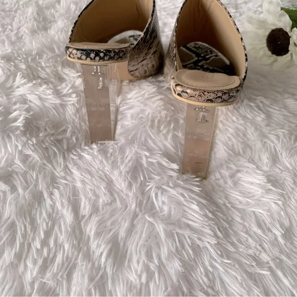 PUBLIC DESIRE CLEAR HEEL MULES