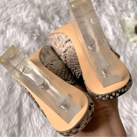 PUBLIC DESIRE CLEAR HEEL MULES