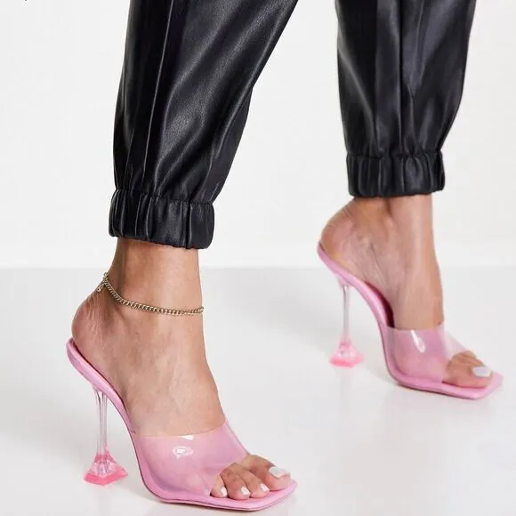 Public Desire Vinyl Heel Mules NEW