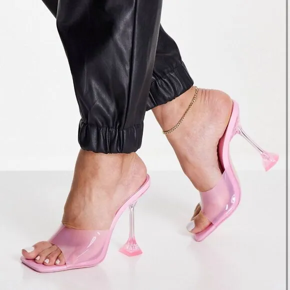 Public Desire Vinyl Heel Mules NEW