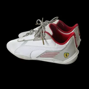 Puma Ferrari Men's R Cat Machine White Red Driving F1 Racing Shoes Size 8