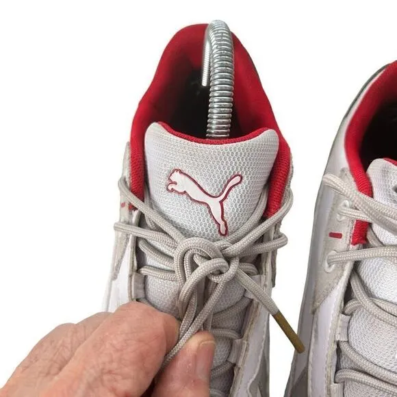 Puma Ferrari Men's R Cat Machine White Red Driving F1 Racing Shoes Size 8
