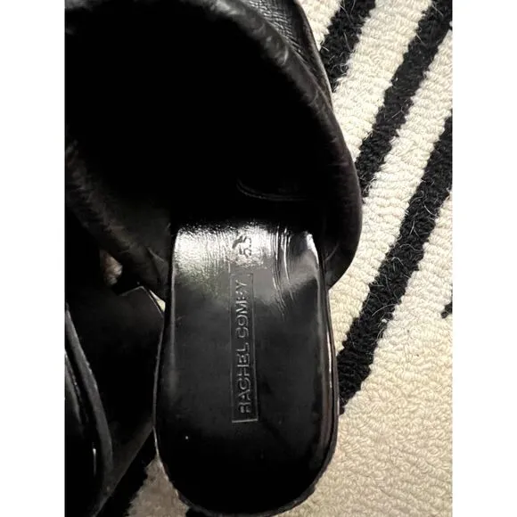 Rachel Comey Black Square Toe Chet Mules Clogs Slip On Patent Leather Size 5.5