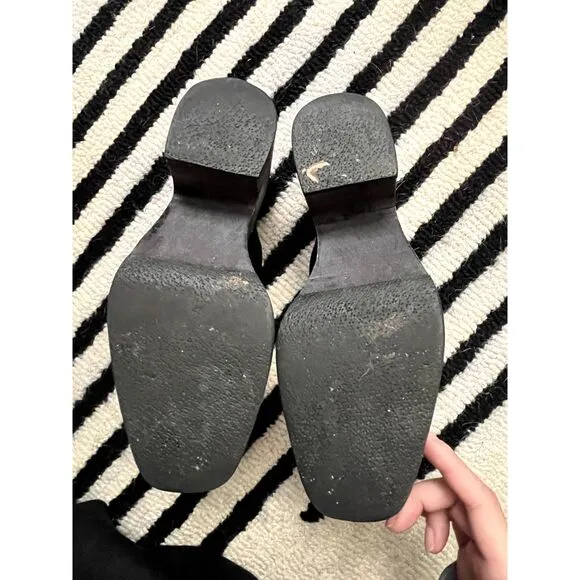 Rachel Comey Black Square Toe Chet Mules Clogs Slip On Patent Leather Size 5.5