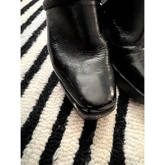 Rachel Comey Black Square Toe Chet Mules Clogs Slip On Patent Leather Size 5.5