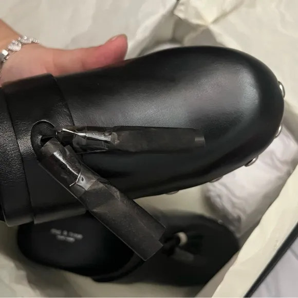 Rag &amp; Bone Johannes Clog - Black Leather Platform Clogs with Tassels