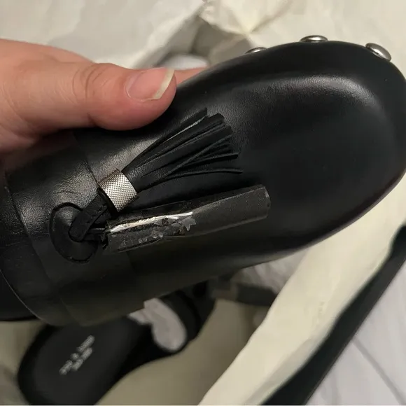 Rag &amp; Bone Johannes Clog - Black Leather Platform Clogs with Tassels