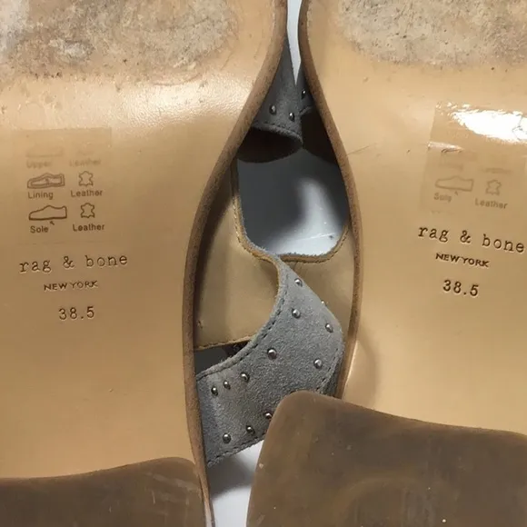 Rag &amp; Bone Light Grey Suede Matteo Mules Size 8.5